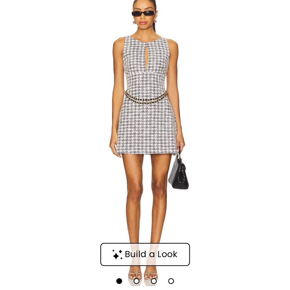 MAJORELLE Houndstooth Mini Dress in Black and White